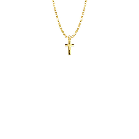 1/2 Inch Gold Plated Over Sterling Silver Diamond Engraved Cross Necklace