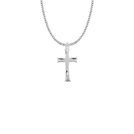 Sterling Silver Budded Ends Cross Necklace