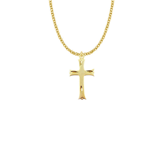 Gold Plated over Sterling Silver Budded Ends Cross Necklace
