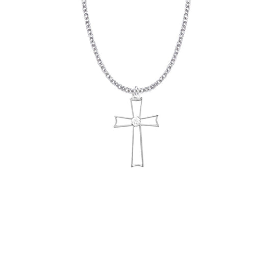 Sterling Silver Pierced Cross Necklace