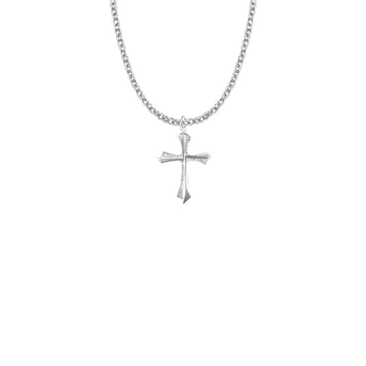 Sterling Silver Flared Pointed Ends Cross Necklace
