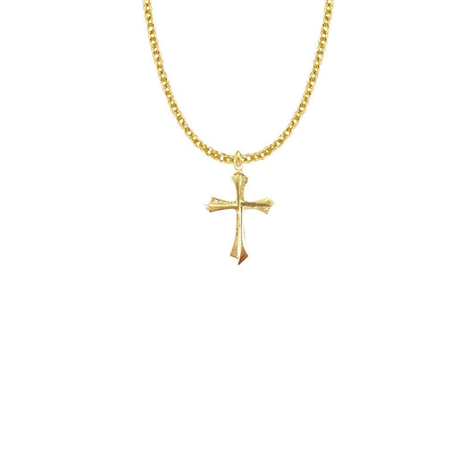Gold Plated Over Sterling Silver Flared Pointed Ends Cross Necklace