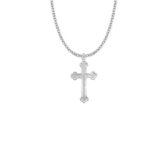 Sterling Silver Budded Ends Cross Necklace