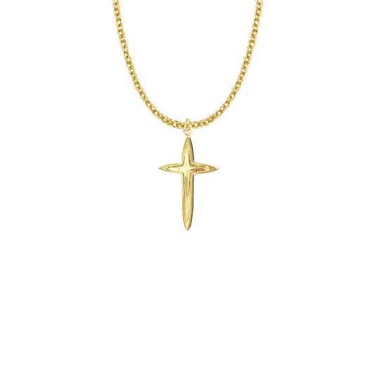 Gold Plated Over Sterling Silver Pointed Ends and Inner Cross Necklace