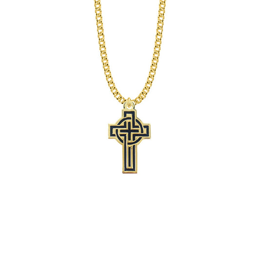 Gold Plated over Sterling Silver Enameled Celtic Cross Necklace