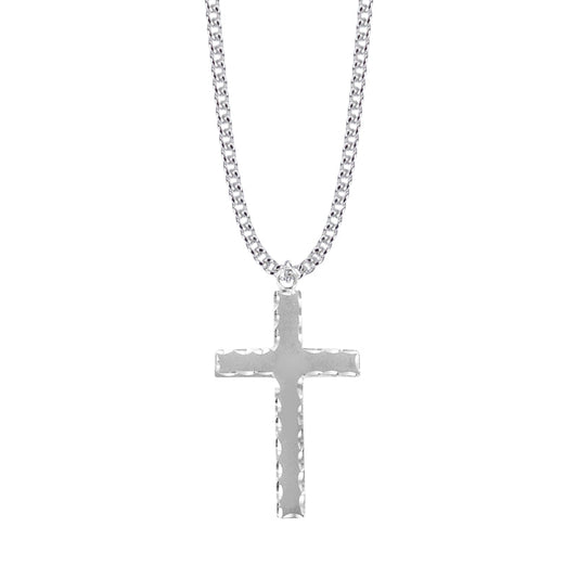 1-Sterling Silver Cross Necklace with Our Father Prayer on Back