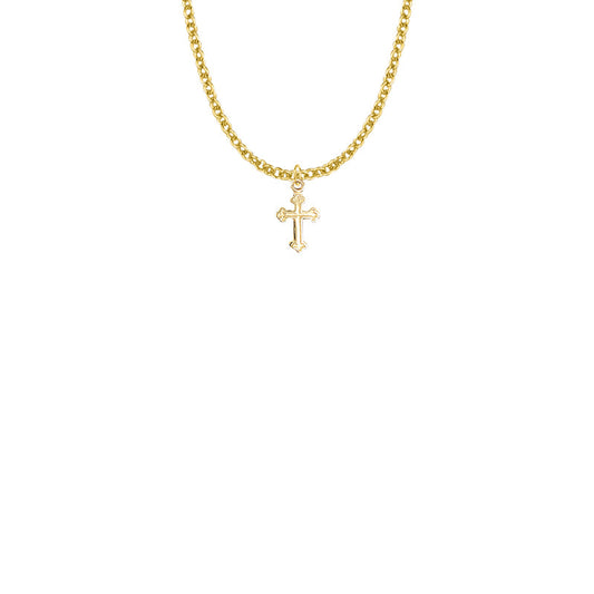1/2 Inch Gold Plated Over Sterling Silver Budded Ends Cross Necklace