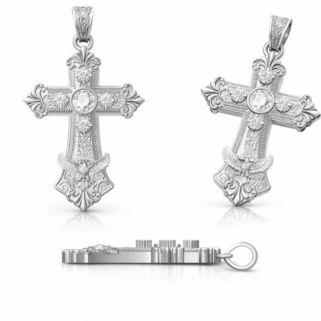 14KT Gold Diamond Cross With Eagle