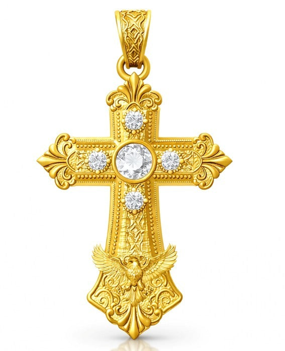 14KT Gold Diamond Cross With Eagle