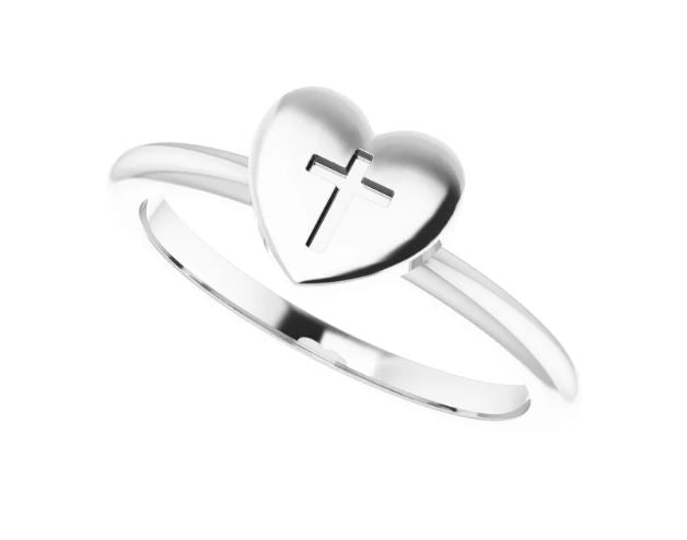 Heart & Cross Ring