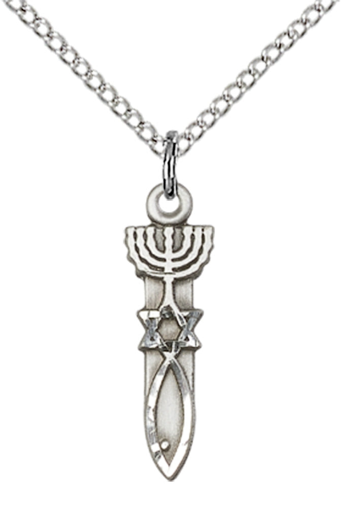 Sterling Silver Menorah / Star / Fish Pendant