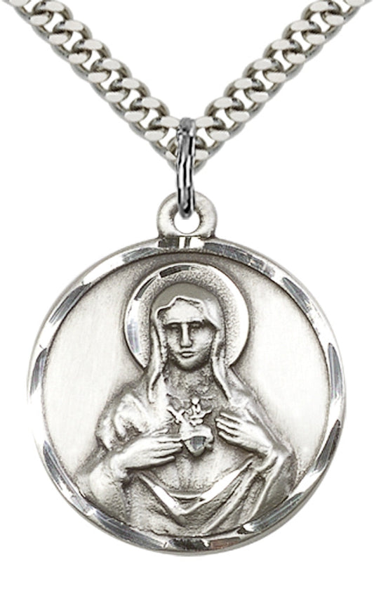 Sterling Silver Immaculate Heart of Mary Pendant