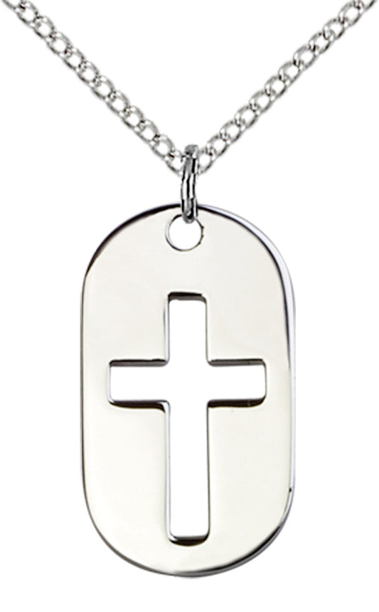 Sterling Silver Cross Dog Tag Pendant