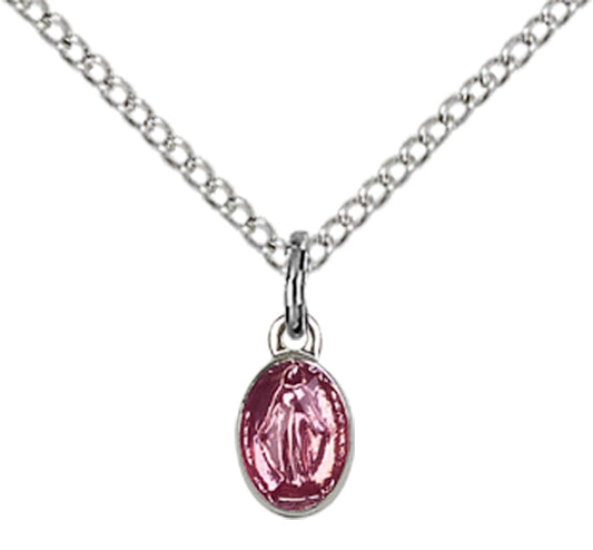 Sterling Silver Miraculous Pink Epoxy Pendant