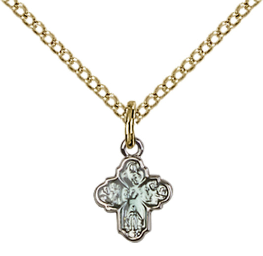 Gold Plated Sterling Silver 4-Way Pendant
