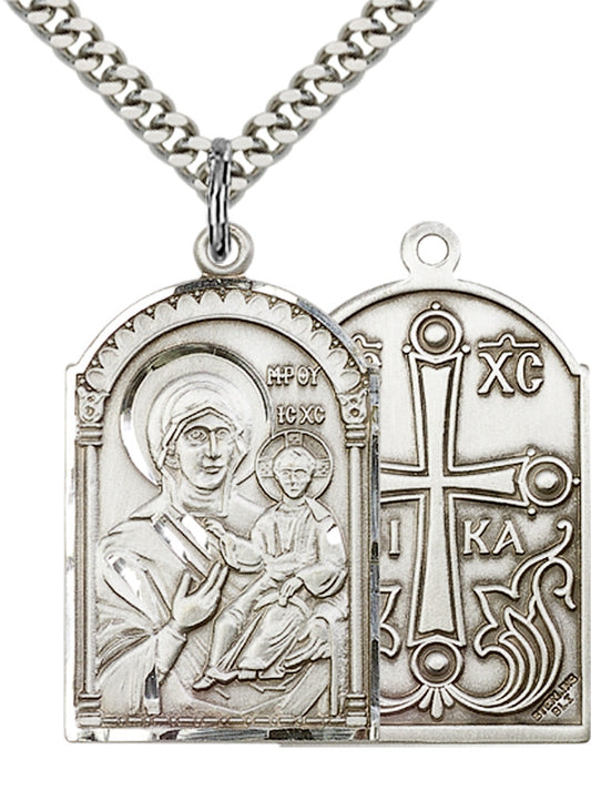 Sterling Silver Mother of God Pendant