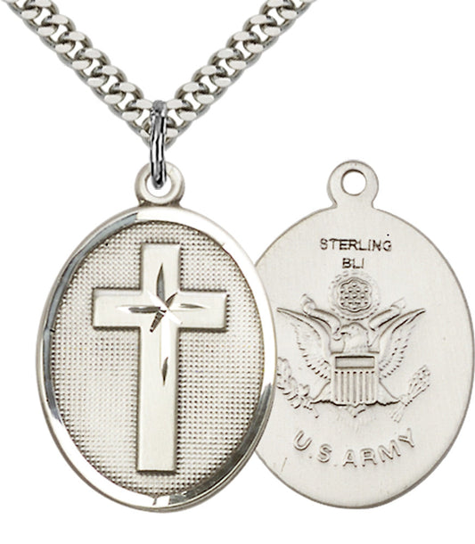 Sterling Silver Cross / Army Pendant