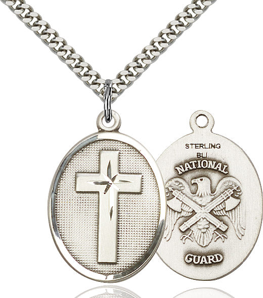 Sterling Silver Cross / National Guard Pendant