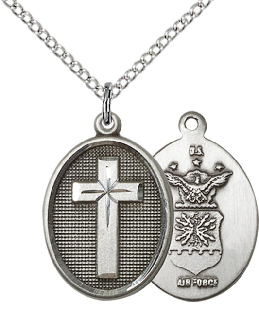 Sterling Silver Cross / Air Force Pendant