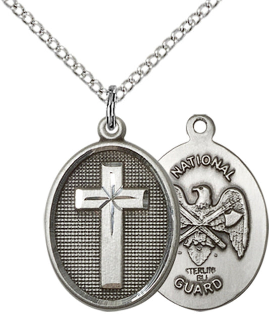 Sterling Silver Cross / National Guard Pendant