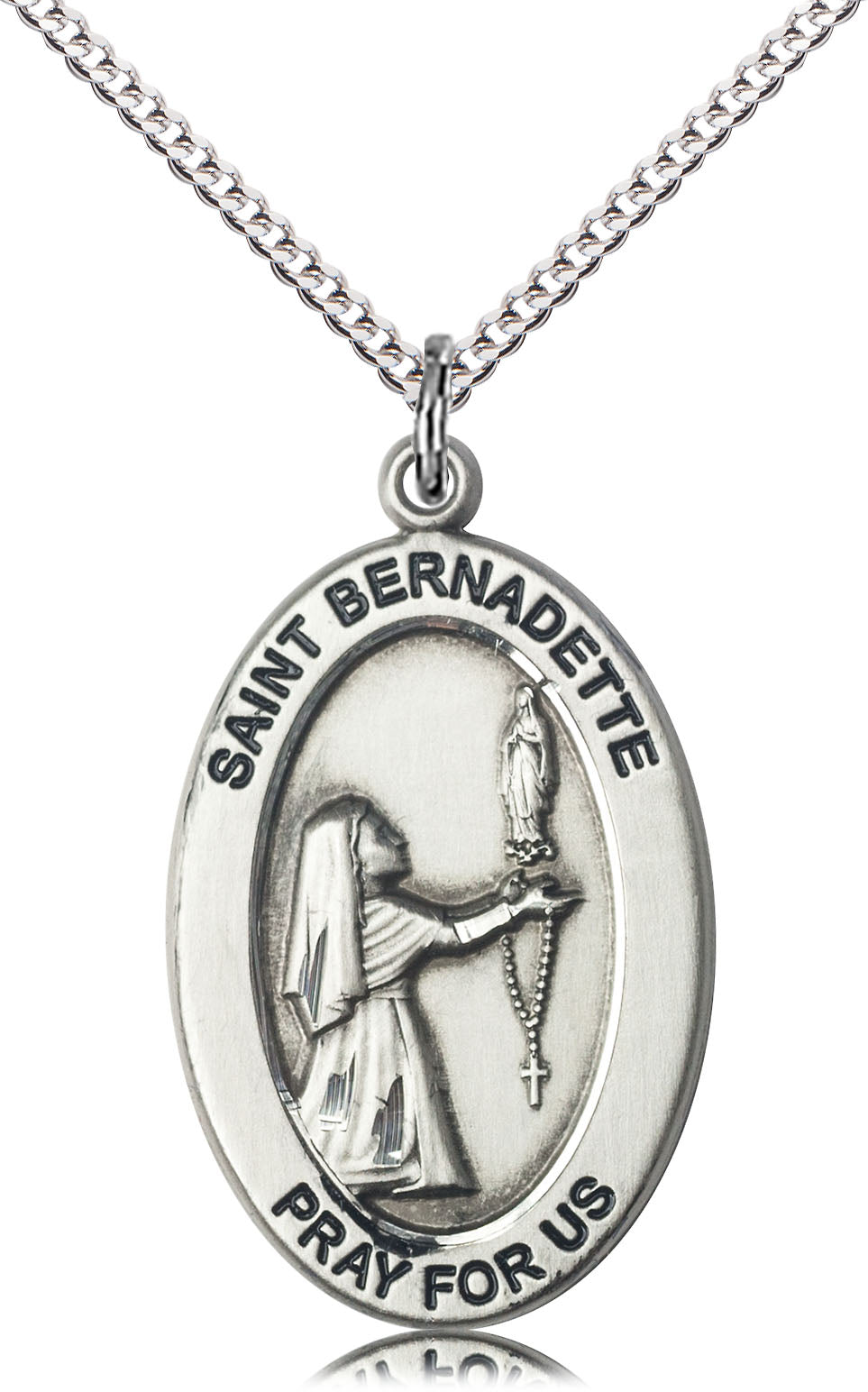 Sterling Silver St. Bernadette Pendant