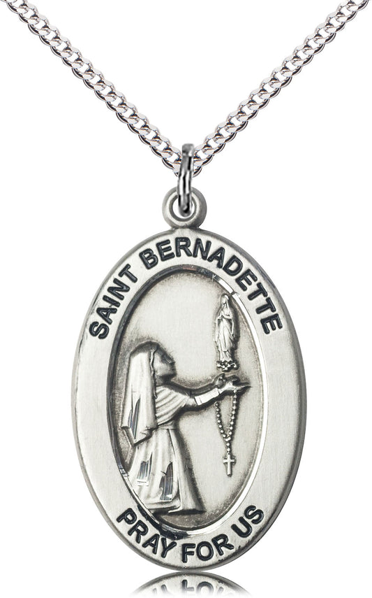 Sterling Silver St. Bernadette Pendant