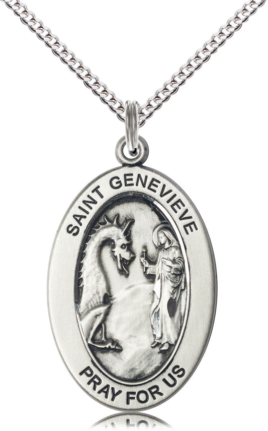Sterling Silver SAINT GENEVIEVE Pendant