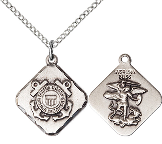 Sterling Silver COAST GUARD DIAMOND Pendant