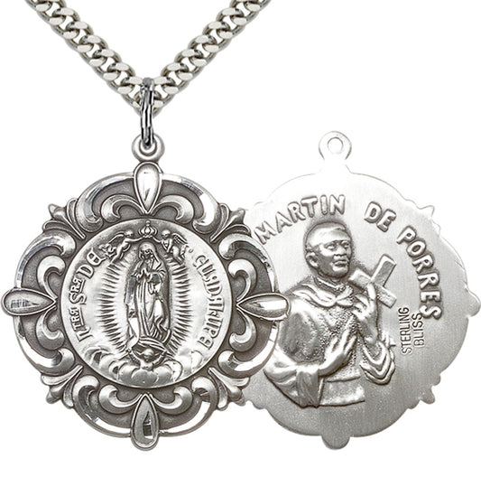 Sterling Silver O/L of Guadalupe / Martin de Porre