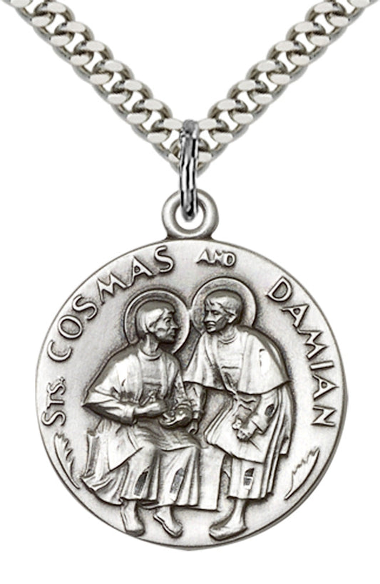 Sterling Silver Sts. Cosmos & Damian Pendant