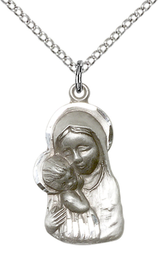 Sterling Silver Madonna & Child Pendant