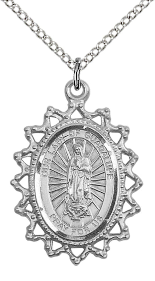 Sterling Silver O/L of Guadalupe Pendant