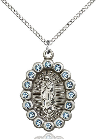 Sterling Silver O/L of Guadalupe Pendant