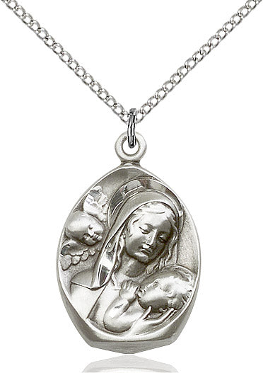 Sterling Silver Madonna & Child Pendant