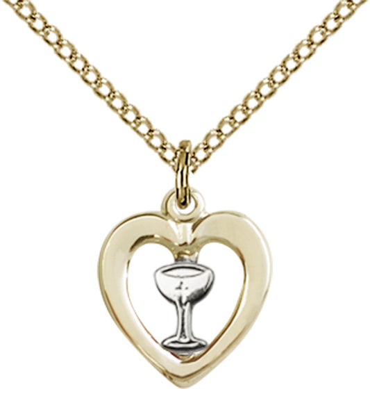 Two-Tone SS/GF Heart / Chalice Pendant