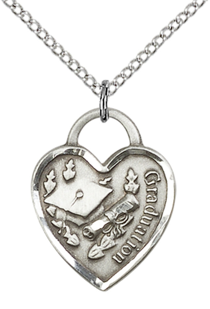 Sterling Silver Graduation Heart Pendant