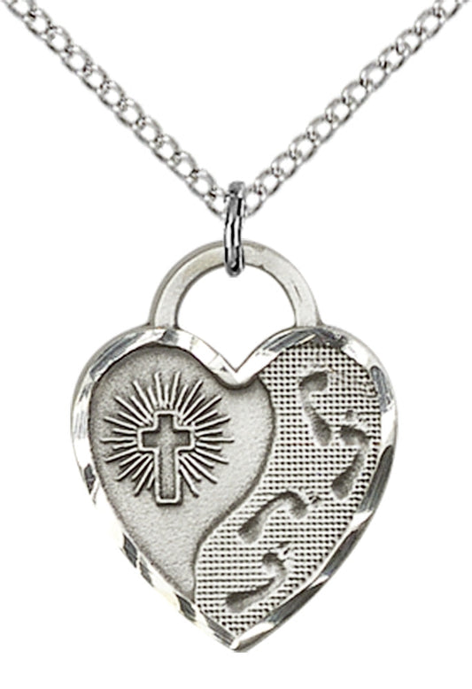 Sterling Silver Footprints Heart Pendant