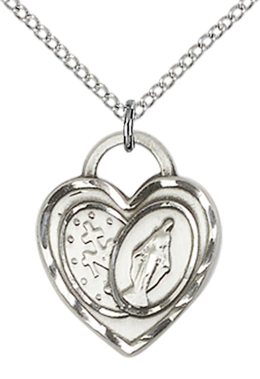 Sterling Silver Miraculous Heart Pendant