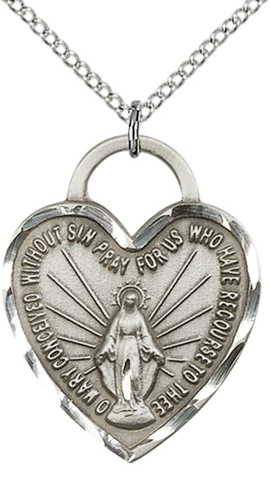 Sterling Silver Miraculous Heart Pendant