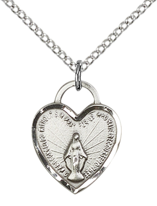 Sterling Silver Miraculous Heart Pendant