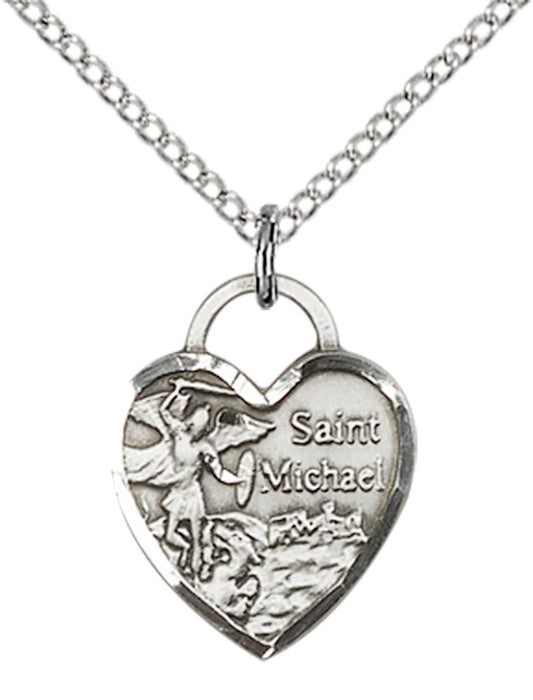 Sterling Silver St. Michael Heart Pendant