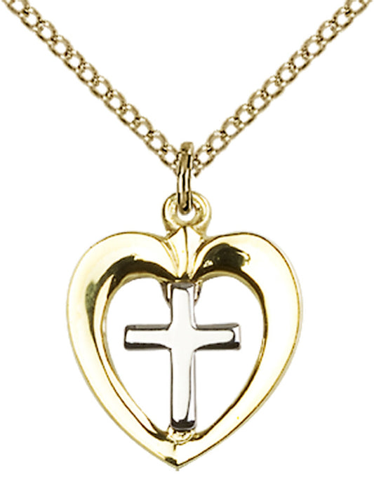 Two-Tone SS/GF Heart / Chalice Pendant