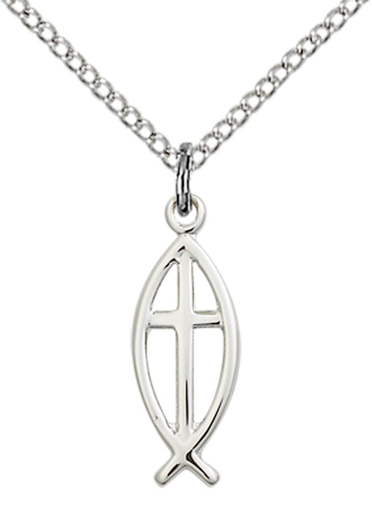 Sterling Silver Fish / Cross Pendant