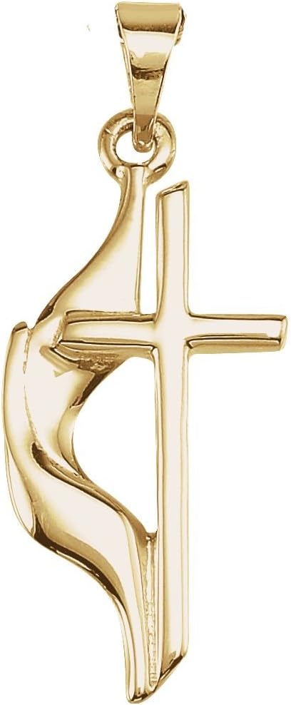 DIAMOND JEWELRY NY 10K Yellow Gold 30X17.5mm Methodist Cross Pendant