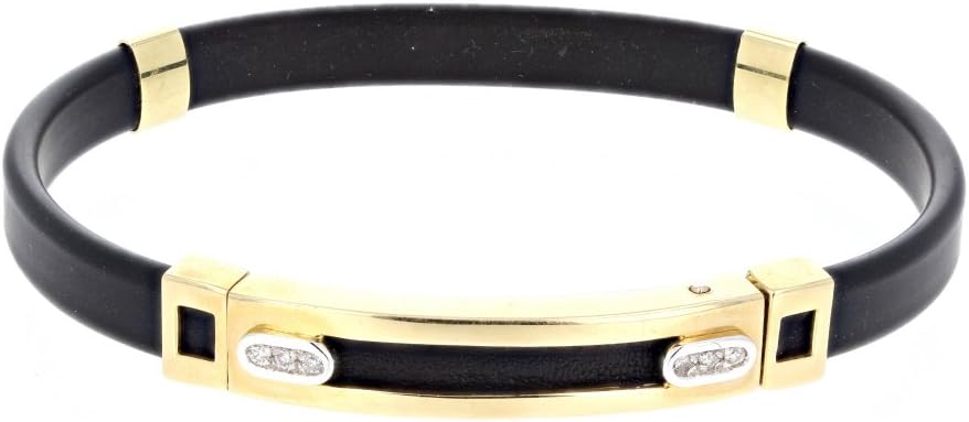 Diamond Rubber Bracelet, White & Yellow Gold Diamond Rubber Bracelet