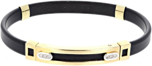 Diamond Rubber Bracelet, White & Yellow Gold Diamond Rubber Bracelet