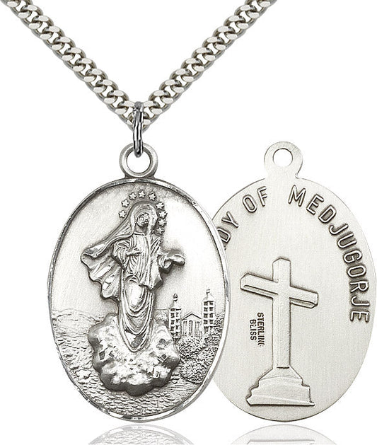 Sterling Silver O/L of Medugorje Pendant