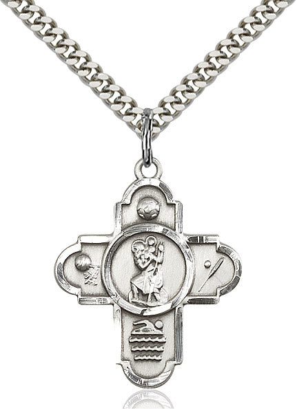 Sterling Silver 5-Way St Christopher/Sports Pendan