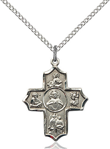 Sterling Silver Sacred Heart 5-Way Pendant