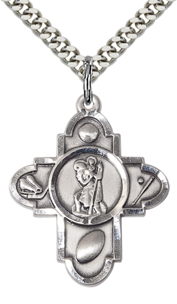 Sterling Silver St. Christopher 5-Way Pendant